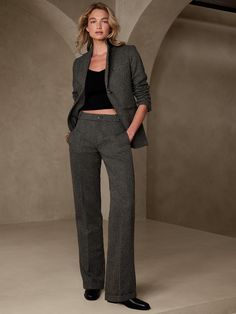 Wylder Tweed Pant | Banana Republic Love Your Work, Tweed Pants, Fringe Leather Jacket, I'm Crazy, Professional Wear, Luxury Swimwear, Perfect Pant, Fall Outfits For Work, Cold Weather Outfits