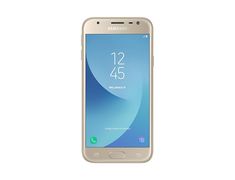 the samsung galaxy j5 is shown in gold