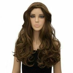 Hot Sell Wig New Fashion Sexy Women&apos;s Long Natural Dark Brown Wavy Synthetic Wig Colorful Wigs, Wig Party, Hair Extentions, Natural Wigs, Women's Wigs, Middle Part, Full Wigs, Synthetic Lace Front Wigs, Wig Accessories