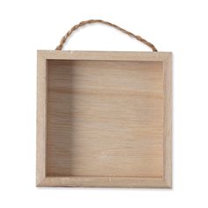 an empty wooden box with rope hanging from the side on a white background stock photo