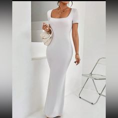 Length 55 Bust 33 Hips 33 All Before Stretch, High Stretch This Is Really A Gray White Gray Bodycon Dress, Summer Dress Patterns, Modesty Outfits, Ponte Dress, Beaded Chiffon, Denim Shirt Dress, Small Dress, Blue Midi Dress, Express Dresses