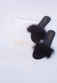 Rya Collection Slippers Black / XS/S Feather Slippers - Black Feather Slippers, Slippers Black, Wear Perfume, Strappy Bralette, Turkey Feathers, Old Hollywood Glamour, Black Feathers, Monogrammed Items, Cold Shoulder Top