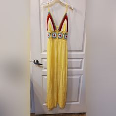 Never Worn, Yellow Maxi Beach Dress (Light, Sheer Fabric) Embroidered Top One Size (Stretchy Material) Yellow Maxi, Beach Maxi Dress, Beach Dress, Embroidered Top, Sheer Fabrics, Stretchy Material, Yellow, Womens Dresses, Dresses