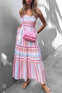 All Dresses Long Striped Dress, Cheap Maxi Dresses, Cami Midi Dress, A Line Maxi Dress, Womens Long Dresses, Big Move, Cami Maxi Dress, Sleeveless Outfit, Elegant Party Dresses