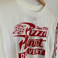 Nwt, Disney Pixar Toy Story Pizza Planet Delivery Graphic Tee Pizza Planet Shirt, Toy Story Pizza Planet, Pizza Tee, Disney Boutique, Disney Birthday Shirt, Baseball Tees For Women, Pizza Shop, Pizza Planet, Toy Story Shirt