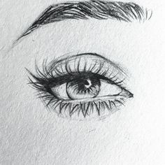 a drawing of an eye with long lashes