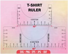 two rulers with the words t - shirt ruler and center on them, in front of a pastel background