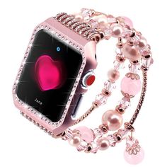 Best luxury premium Apple watch bands fashion, to match your iwatch face Series 6 5 4 3 2 1. Our adaptor connectors lugs, claps and buckles are made of durable stainless steel for long term use. Most of our replacement wristbands are not found in stores near you. This beautiful strap design are available in colors: Silver, Pink, Grey Adjustable to fit wrist sizes 38mm, 40mm, 42mm, 44mm Two sizes available: Small fits 5.5"-6.5" wrists, Large fits 6.5"-7.5" wrists Made of high quality durable fade Men Feminine, Apple Watch Bands Fashion, Apple Watch Wristbands, Pink Space, New Apple Watch, Apple Watch Case, Apple Cases, Bead Charm Bracelet, Apple Watch Strap