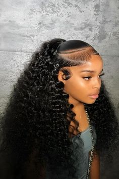 Curly Ponytail Weave, Quick Weave Curly, High Curly Ponytail, Down Curly Hairstyles, Curly Hair Half Up Half Down, Curly Weave, Weave Ponytail, Human Hair Lace Front Wigs