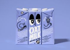 Oatly Packaging, Milk Graphic Design, Milk Label Design, Milk Branding, Milk Packaging Design, Milk Package, Dairy Brands, Kids Milk, Carton Design