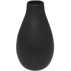 a black vase is shown on a white background