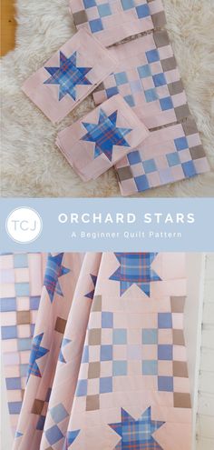 an origard stars quilt pattern is shown on the floor and in front of it