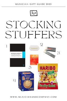 the gift guide for stocking stuff is shown