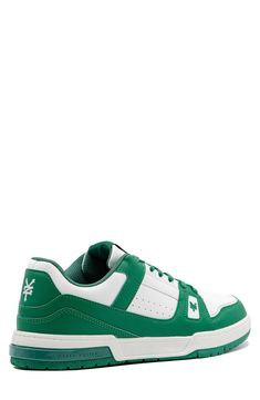 Bold colorblocking adds eye-catching appeal to an everyday sneaker built on a grippy rubber sole for enhanced traction. Synthetic upper/textile lining/rubber sole Imported Sporty Green Basketball Shoes With Contrast Sole, Green High-top Synthetic Sneakers, Green Sporty Skate Shoes With Contrast Sole, Urban Green Basketball Shoes With Rubber Sole, Green Synthetic High-top Sneakers For Streetwear, Sporty Green Skate Shoes With Contrast Sole, Urban Green Low-top Basketball Shoes, Low-top Synthetic Basketball Shoes With Contrast Sole, Green Synthetic Basketball Shoes With Rubber Sole