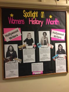 a bulletin board with women's history written on it