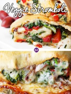 two different views of veggie stromboli