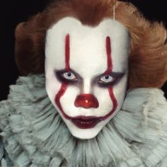 Easy Clown Makeup For Kids Boys, Penny Wise Diy Costume, Penny Wise Makeup Boy, Penny Wise Face Paint, Killer Clown Makeup Male, It Makeup Clown, Pennywise Makeup Boy, It Makeup Clown Pennywise, Easy Pennywise Makeup