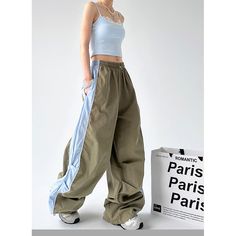 Casual Color Block Patchwork Amry Green Wide Leg Pants Fabric: 100% Nylon Size: S, M, L, XL Multiple Color Selections: Amry Green  Season: Spring, Fall, Summer Green Wide Leg Pants, Dance Pants Hip Hop, Dance Pants, Pants Fabric, Shorts Sweatpants, Tactical Pants, Solid Color Shirt, Outdoor Jacket, Sweat Shorts