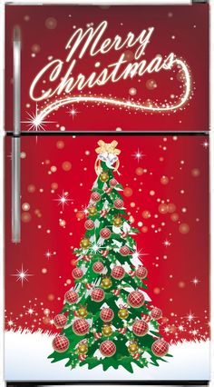 This Amazing Merry Christmas Tree Fridge Skin Will Surly Be the Talk of Your Kitchen this Holiday Season.  Buy One Now! Match up your dishwasher too! Note: Please let us know in the note section of your cart which image wording your prefer for your type of fridge. (example: top freezer fridge two lines or side by side fridge one line) Look at Both Images to Make Sure Please. Merry Christmas Tree - High Resolution Printed Image - Made in the USA Magnetic Refrigerator Skin Sheet 36" x 65" or 36" x 70" One Skin Sheet Completes One Front or One Side Skin Fits all Fridge Models Even If Yours is not Shown Above You Will Need to Cut Skin Sheet to Fit Your Model of Fridge Easy to Cut & Trim with a Box Cutter or Scissors Credit Card Thin & Ships Rolled Up in a Tube Sticks Instantly & Can Be Removed Refrigerator Cover, Fridge Models, Refrigerator Wraps, Refrigerator Covers, Winter Lights, Dishwasher Cover, Merry Christmas Tree, Best Appliances, Green Door