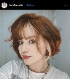 Red And Blond Short Hair, Dyed Hair 2023, Short Ginger Hair With Blonde Streak, Short Ginger And Blonde Hair, Short Copper And Blonde Hair, Ginger With Blonde Underneath, Two Color Hair Dye Ideas Short Hair, Short Ginger Hair With Bangs, Ginger Hair Bob