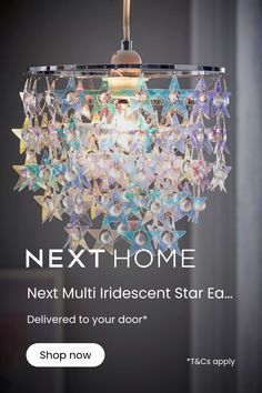 an advertisement for the next home multi - iridescent star eq, delivered to your door