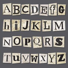 the alphabet made out of old newspaper paper