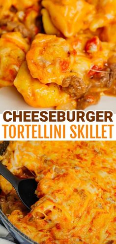 cheeseburger tortellini skillet is an easy dinner recipe