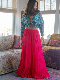 Patti Palazzo Pant - Magenta-view 1 Magenta Pants, Boho Bandeau, Dinner Dates, Palazzo Pant, Best Of Both Worlds, Pants Dress, New Mothers, Wide Legs, Bohemian Clothes