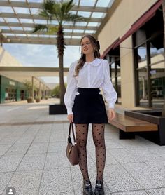 Mocassin Outfit, Moccasins Outfit, Polka Dot Tights, Loafers Outfit, Business Outfits Women, Fashion Tights, Casual Work Outfits, Formal Outfit, Business Outfits