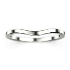 a white gold wedding band with curved edges