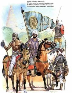 an image of two men on horses and one man in armor standing next to each other