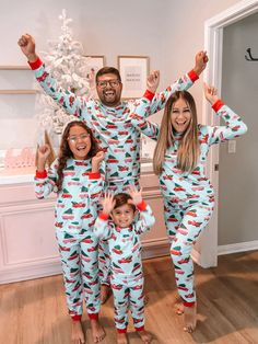 "Introducing the latest addition to our Christmas family Pajamas collection - inspired by our sweet son, Jimmy-who adores anything with wheels!  Take a closer look at the adorable print designed by @CamilaPrints. We're so excited to add some extra holiday cheer to our family time this season with these cozy PJs. We hope they'll do the same for your family too! I T E M D E S C R I P T I O N  *  Comfy Pajamas (Price listed includes 1 pants and 1 long-sleeved ) *  Material: 95% Polyester / 5% Spandex *  Elastic Waistband  S I Z I N G  Women S: Top: Length: 23.2\" | Chest: 36.2\" | Sleeve Length: 22\" Bottom:  Length: 41.3\"| waist: 28.4\" Gross Elastic at waist: 28.3\" M: Top: Length: 24\" | Chest: 37.8\" | Sleeve Length 22.8\" Bottom: Length: 42.5\"| waist: 29.3\" Gross Elastic at waist: 29. Christmas Family Pajamas, Cozy Pjs, Family Matching Pajamas, Pajamas Matching, Comfy Pajamas, Matching Family Christmas Pajamas, Matching Christmas Pajamas, Pyjama Sets, Pajamas Gift