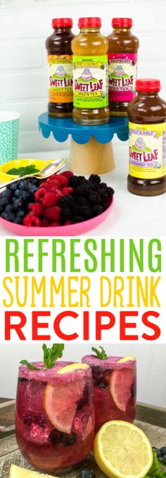 refreshing summer drink recipes with lemons, raspberries and blueberries