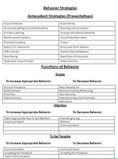 the behavior strategy for students to use in their classroom, including an instruction manual and other activities