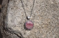 Rhodochrosite stone with black and white matrix. From the Rodgers Collection. Handmade in the USA. Rhodonite Round Natural Stone Jewelry, Round Rhodonite Jewelry With Natural Stones, Rhodochrosite Necklace, Matrix, Black And White, Stone, White, Black