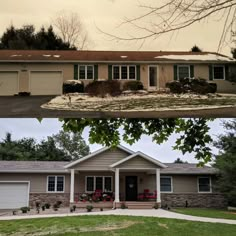 before and after photos of a home in the suburbs