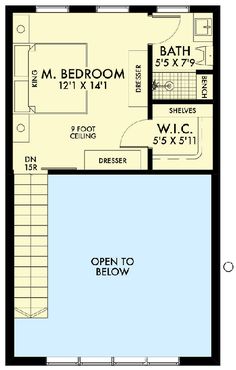 the floor plan for a two story house with an open - to - below garage