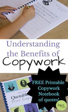 an image of a copywork notebook with the title underlining the benefits of copywork