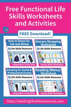 Get free special education functional life skills worksheets for teens and young adults with special needs, covering essential skills like financial literacy, communication, career readiness, and independent living. Our worksheets are designed to enhance special education programs and empower individuals toward a more independent future. Communication Career, Life Skills Worksheets, Functional Literacy, Money Math Worksheets, Sensory Classroom, Functional Life Skills, Montessori Lessons, Money Math, Career Readiness