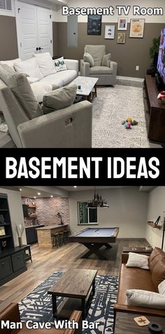 the basement living room is clean and ready to be used