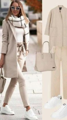 Beige Coat, Mode Casual, Looks Street Style, How To Wear Scarves, Fashion Mistakes, Casual Work Outfits, Looks Chic, Casual Winter Outfits