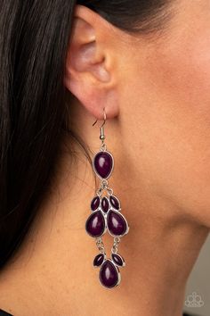 Encased in sleek silver fittings, a glassy collection of marquise and teardrop Magenta Purple beads delicately connect into a dramatically colorful lure. Earring attaches to a standard fishhook fitting.

 Sold as one pair of earrings. Magenta Purple, Purple Beads, Earrings Purple, Purple Earrings, Paparazzi Accessories, Silver Bars, Affordable Jewelry, Paparazzi Jewelry, Anklet Jewelry