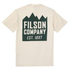 Built with lightweight 3.5-oz. cotton, Filson's Ranger Short Sleeve Graphic T-shirt is ideal when the weather heats up. Rib-knit collar for shape retention. Custom Filson graphics are discharge screen-printed. Limited-edition. Filson tees run large. Sizing down is suggested. Features Lightweight cotton jersey for warm-weather comfort Rib-knit collar Limited-edition graphics Back Road, Engineered Garments, Design Logo, Quality Clothing, Screen Printing, Shirts Tops, Graphic T Shirt, Shirt Designs, Graphic Tshirt