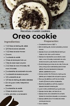 the recipe for oreo cookies is shown in black and white, with chocolate sprinkles on top