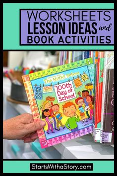 a person holding up a book with the title, worksheets lesson ideas and book activities