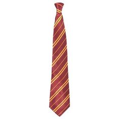 a red and gold striped tie on a white background