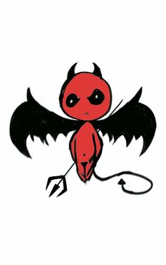 a red devil with black wings on it's back