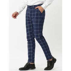 The pants come with 2 hand pockets at the sides and 1 pocket, which is very convenient since you can put your wallet inside. The classic plaid pants make you look more stylish. Wearing them to a party is a good choice. You choose these pants because you can not only wear them to a party but also to home. Classic Plaid Bottoms With Pockets, Plaid Business Pants With Welt Pockets, Plaid Pants With Welt Pockets For Business, Plaid Bottoms With Pockets For Business Casual, Plaid Business Casual Pants With Pockets, Plaid Pants With Pockets For Business Casual, Business Casual Plaid Cotton Bottoms, Plaid Cotton Bottoms For Business Casual, Plaid Dress Pants