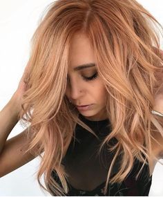 Blackberry Hair Colour, Rose Gold Hair Color, Gold Hair Color, Trending Hair, Gold Hair Colors, Hair Color Rose Gold, Ash Blonde Balayage, Cool Blonde Hair