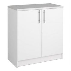 a white cabinet with two doors and one door open